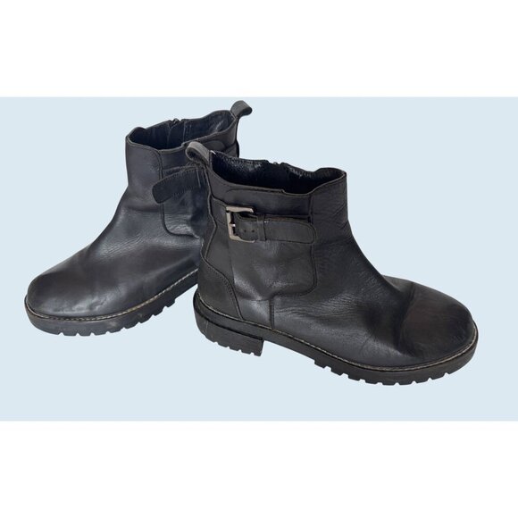 JEFFREY CAMPBELL Black Side Zipper Buckle Detail Ankle Boot Sz 39 / 8.5 - Picture 6 of 7